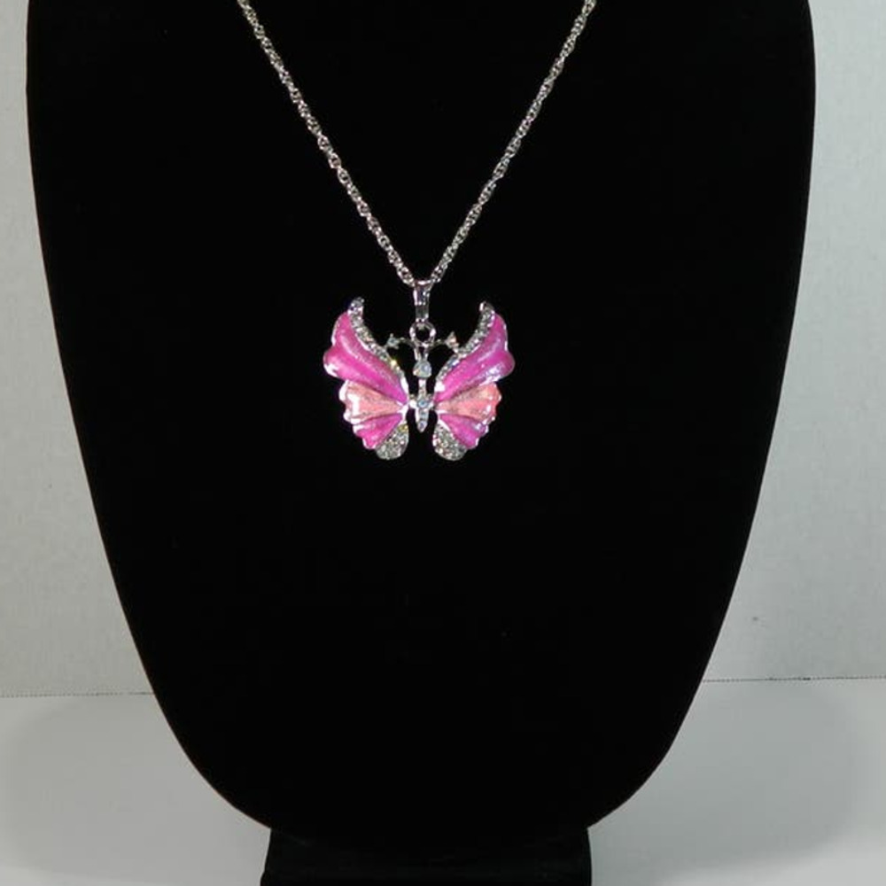 Pink Butterfly on Chain Necklace Fun Fashion  Clearance Item